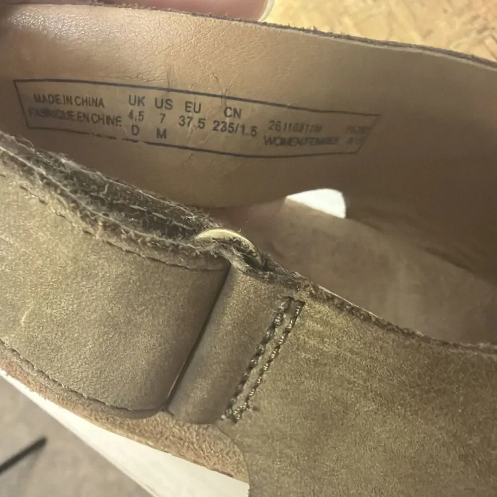 Clarks Artisan Wedge Sandals Women's 7 M Leather Slingback Cork Platform Y2K